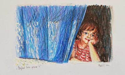 Pogled kroz prozor II - kombinirana tehnika, A4, 2020.