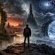 Fantastična ilustracija junaka između više paralelnih svjetova.