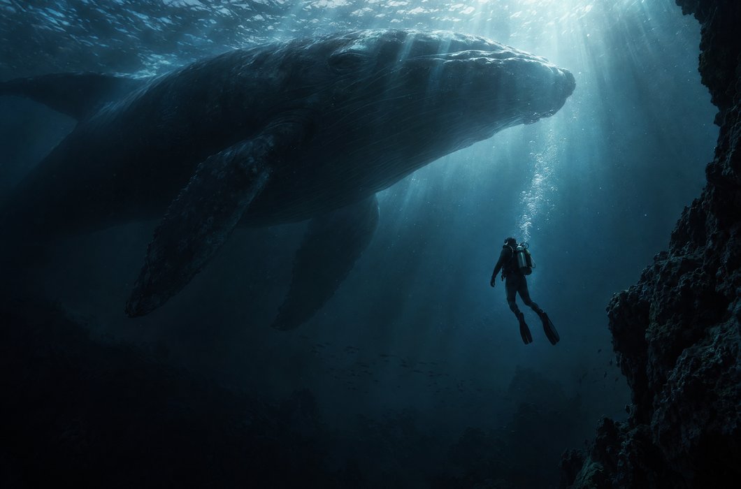 Podvodna scena iz filmske recenzije Whalefall.
