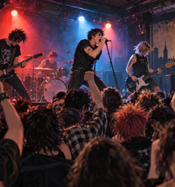 Punk rock bend nastupa pred publikom u klubu