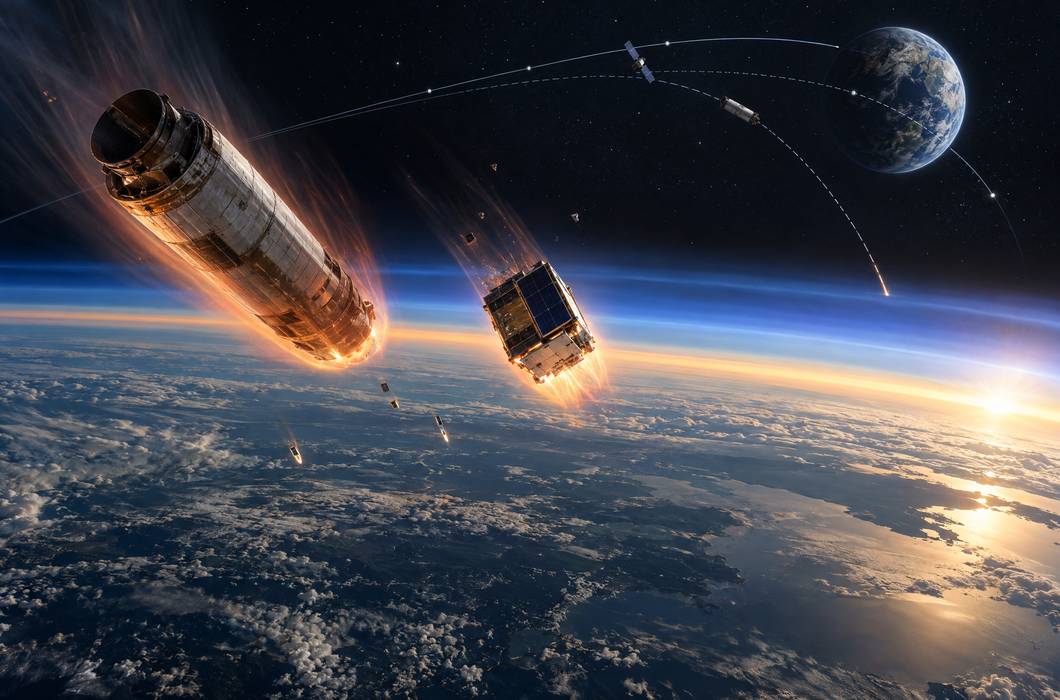 Nekontrolirani satelit koji ulazi u atmosferu iznad Zemlje