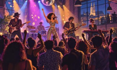 Ilustracija plesnog koncerta funk, disco i pop glazbe u zagrebačkom klubu.
