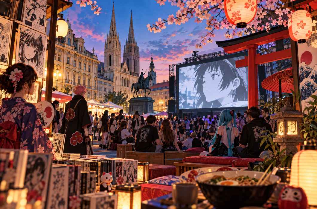 Ilustracija japanske kulture, filma i pop-kulture u Zagrebu.
