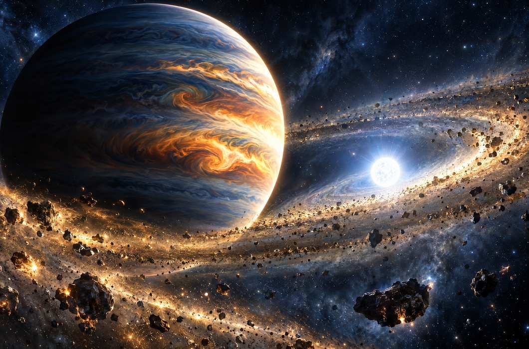 Ilustracija planeta druge generacije oko bijelog patuljka.